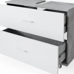 Waschbeckenunterschrank Ilias Beton/Weiß 80 x 60.8 cm Vicco