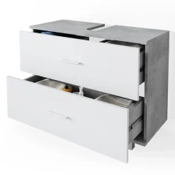 Waschbeckenunterschrank Ilias Beton/Weiß 80 x 60.8 cm Vicco
