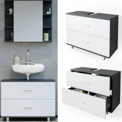 Waschbeckenunterschrank Ilias Anthrazit/Weiß 80 x 60.8 cm Vicco