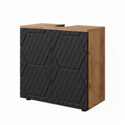 Waschbeckenunterschrank Irma Anthrazit mit Wabenstruktur 60 x 59 cm Vicco