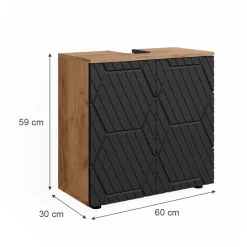 Waschbeckenunterschrank Irma Anthrazit mit Wabenstruktur 60 x 59 cm Vicco