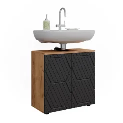 Waschbeckenunterschrank Irma Anthrazit mit Wabenstruktur 60 x 59 cm Vicco