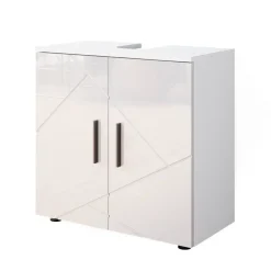 Waschbeckenunterschrank Irma Weiß Hochglanz 60 x 59 cm Vicco