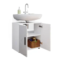 Waschbeckenunterschrank Irma Weiß Hochglanz 60 x 59 cm Vicco