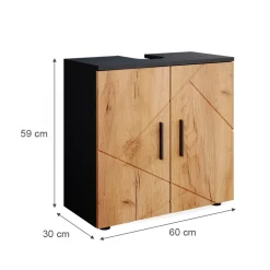 Waschbeckenunterschrank Irma Goldkraft Eiche/Anthrazit 60 x 59 cm Vicco