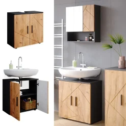 Waschbeckenunterschrank Irma Goldkraft Eiche/Anthrazit 60 x 59 cm Vicco