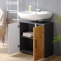 Waschbeckenunterschrank Irma Goldkraft Eiche/Anthrazit 60 x 59 cm Vicco