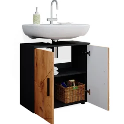 Waschbeckenunterschrank Irma Goldkraft Eiche/Anthrazit 60 x 59 cm Vicco