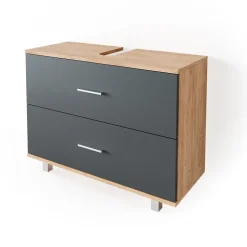 Waschbeckenunterschrank Ilias Anthrazit/Goldkraft Eiche 80 x 60.8 cm Vicco