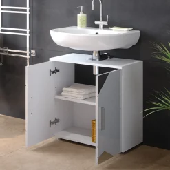 Waschbeckenunterschrank Irma Weiß Hochglanz mit Einsätzen 60 x 59 cm Vicco