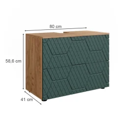 Waschbeckenunterschrank Irma Grün 80 x 58.6 cm mit 2 Schubladen Vicco