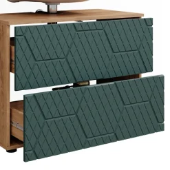 Waschbeckenunterschrank Irma Grün 80 x 58.6 cm mit 2 Schubladen Vicco