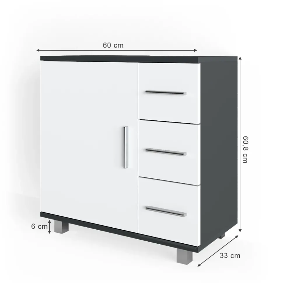 Waschbeckenunterschrank Ilias Anthrazit 60 x 60.8 cm Vicco