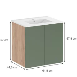 Waschbeckenunterschrank Izan Goldkraft Eiche/Grün Vicco