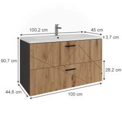 Waschbeckenunterschrank Irma Anthrazit/Artisan 2 Teile Vicco