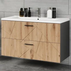 Waschbeckenunterschrank Irma Anthrazit/Artisan 2 Teile Vicco