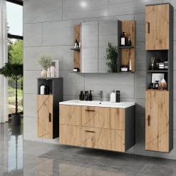 Waschbeckenunterschrank Irma Anthrazit/Artisan 2 Teile Vicco