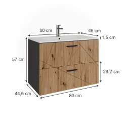 Waschbeckenunterschrank Irma Anthrazit/Artisan 2 Teile Vicco
