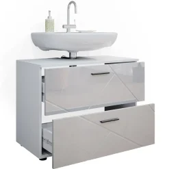 Waschbeckenunterschrank Irma Weiß Hochglanz 80 x 58.6 cm Vicco