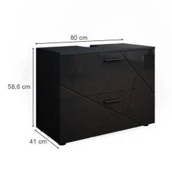 Waschbeckenunterschrank Irma Anthrazit Hochglanz 80 x 58.6 cm Vicco