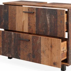 Waschbeckenunterschrank Ilias Eiche rustikal 80 x 60.8 cm mit 2 Schubladen Vicco