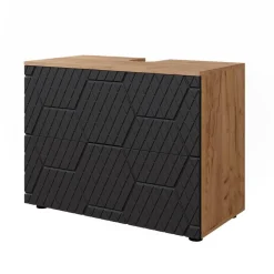 Waschbeckenunterschrank Irma Anthrazit mit Wabenstruktur 80 x 58.6 cm mit 2 Schubladen Vicco