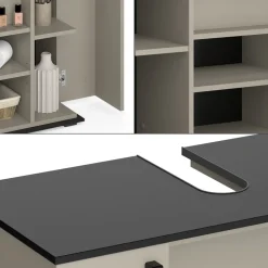 Waschbeckenunterschrank Joli Greige 80 x 59 cm mit 2 Türen Vicco