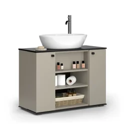 Waschbeckenunterschrank Joli Greige 80 x 59 cm mit 2 Türen Vicco