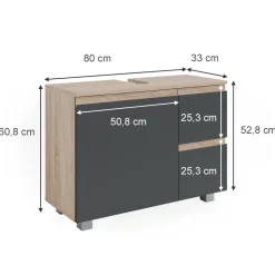 Waschbeckenunterschrank J-Shape Anthrazit 80 x 60.8 cm Vicco