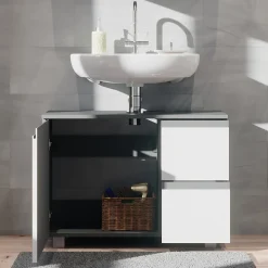 Waschbeckenunterschrank J-Shape Anthrazit/Weiß 80 x 60.8 cm Vicco