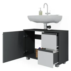 Waschbeckenunterschrank J-Shape Anthrazit/Weiß 80 x 60.8 cm Vicco