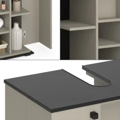 Waschbeckenunterschrank Joli Greige 60 x 59 cm mit 2 Türen Vicco