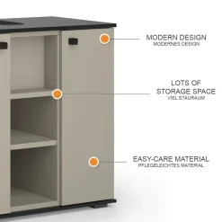 Waschbeckenunterschrank Joli Greige 60 x 59 cm mit 2 Türen Vicco