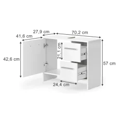 Waschbeckenunterschrank Karli Weiß 70.2 x 57 cm mit 2 Schubladen und 1 Tür Vicco