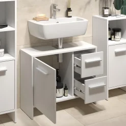 Waschbeckenunterschrank Karli Weiß 70.2 x 57 cm mit 2 Schubladen und 1 Tür Vicco