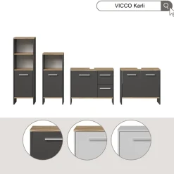 Waschbeckenunterschrank Karli Weiß 70.2 x 57 cm mit 2 Schubladen und 1 Tür Vicco