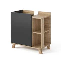 Waschbeckenunterschrank Karen Sonoma/Anthrazit 60 x 65 cm mit Tür und offenen Fächern Vicco