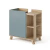 Waschbeckenunterschrank Karen Sonoma/Blau 60 x 65 cm mit Tür und offenen Fächern Vicco