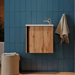 Waschbeckenunterschrank Kleo Goldkraft Eiche 2 Teile Vicco