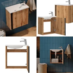 Waschbeckenunterschrank Kleo Goldkraft Eiche 2 Teile Vicco