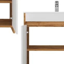 Waschbeckenunterschrank Lemgo Goldkraft Eiche 2 Teile Vicco