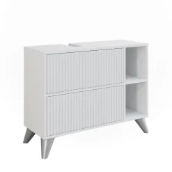 Waschbeckenunterschrank Leano Weiß 80 x 62 cm mit 2 Schubladen Vicco