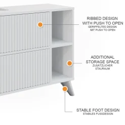 Waschbeckenunterschrank Leano Weiß 80 x 62 cm mit 2 Schubladen Vicco