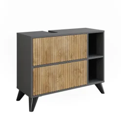 Waschbeckenunterschrank Leano Anthrazit/Bergeiche 80 x 62 cm mit 2 Schubladen Vicco