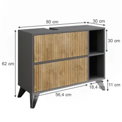 Waschbeckenunterschrank Leano Anthrazit/Bergeiche 80 x 62 cm mit 2 Schubladen Vicco