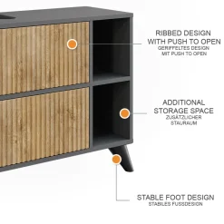 Waschbeckenunterschrank Leano Anthrazit/Bergeiche 80 x 62 cm mit 2 Schubladen Vicco