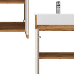 Waschbeckenunterschrank Lemgo Goldkraft Eiche 2 Teile, mit Waschbecken und 2 Flügeltüren Vicco