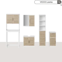 Waschbeckenunterschrank Looma Weiß/Eiche 60 x 60 cm mit 2 geschlossenen Fächern Vicco