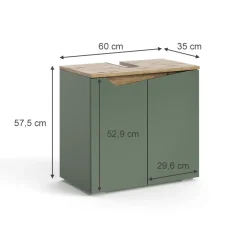 Waschbeckenunterschrank Marelle Grün/Artisan 60 x 57.5 cm mit 2 Türen Vicco
