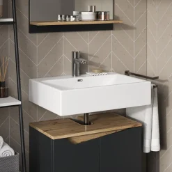 Waschbeckenunterschrank Marelle Anthrazit/Artisan 60 x 57.5 cm mit 2 Türen Vicco